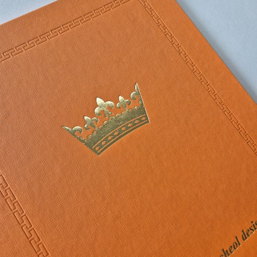 오렌지 엠보패턴 친환경 상장케이스 세로형 SC001176