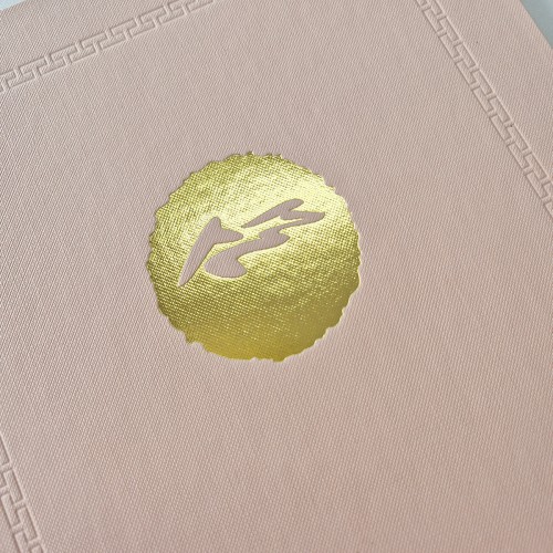 복숭아 엠보패턴 친환경 상장케이스 세로형 SC001185