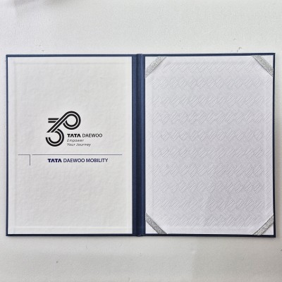 다크블루 엠보패턴 친환경 상장케이스 세로형 SC001335