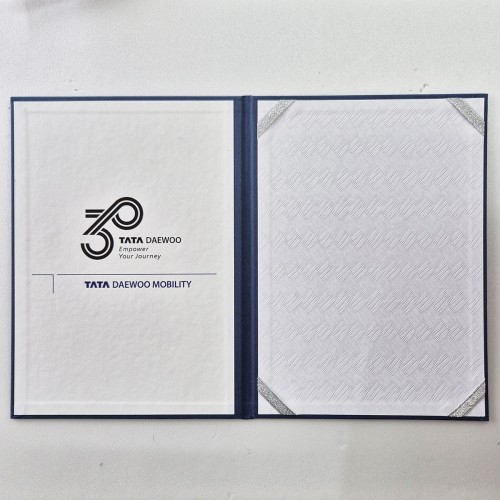 다크블루 엠보패턴 친환경 상장케이스 세로형 SC001335