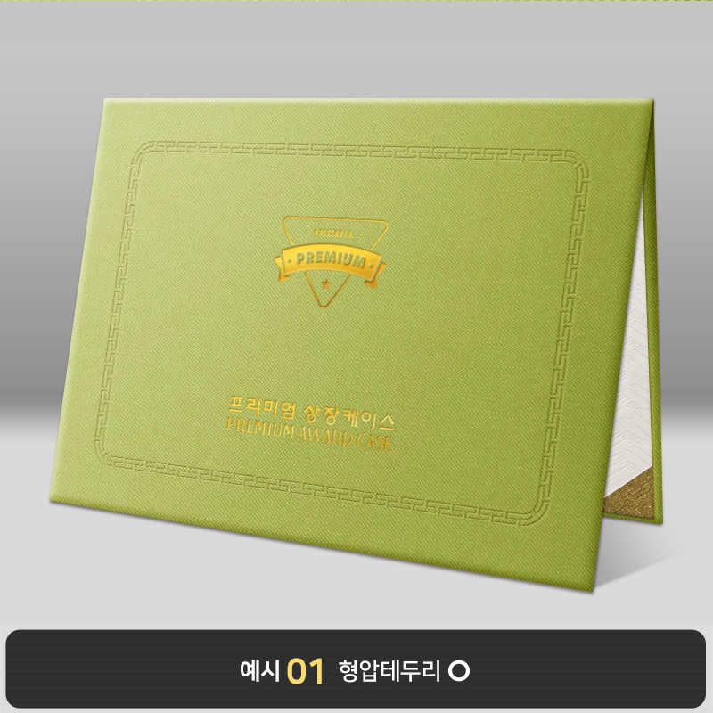 상장케이스_노트북형_연두색_엠보패턴 A56